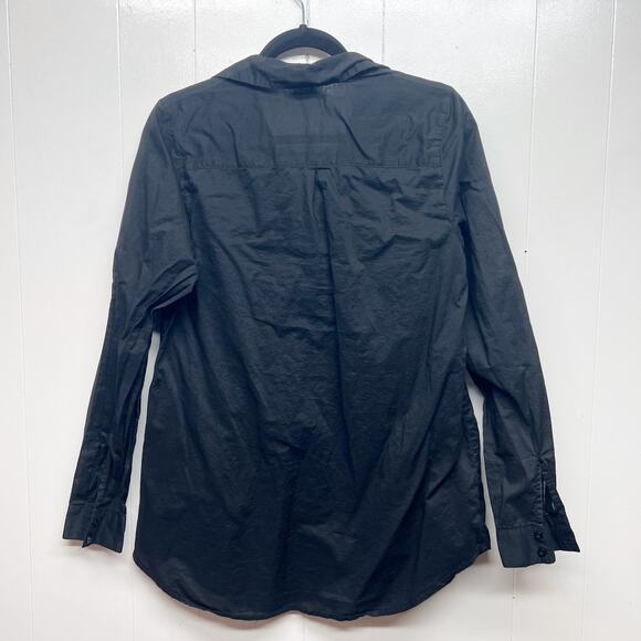 Prototype Womens Vtg 1/4 Button Long Sleeve Black Shirt Size Medium Side Pockets - Picture 8 of 13